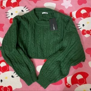 knit green sweater